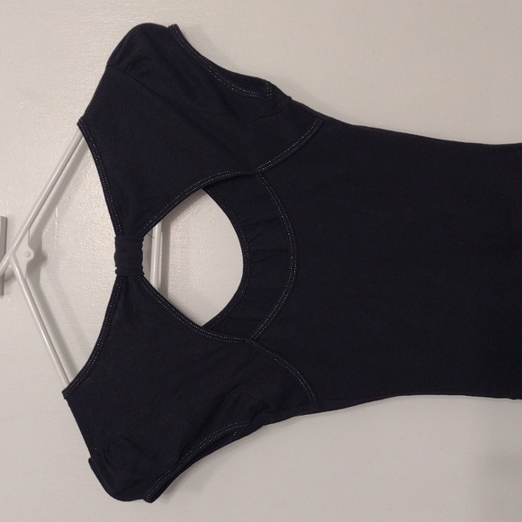 Express Vintage Black Sexy Basic T-shirt Cap Sleeve Keyhole Back XS - Picture 7 of 15